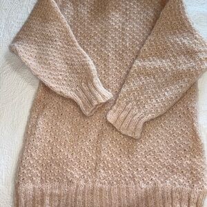 NWOT Handmade Crochet Chunky Pullover Cream Oatmeal Sweater Boho Shift Womens